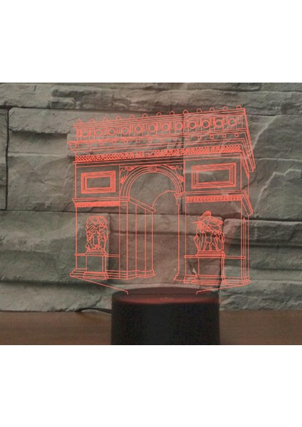 3D Fransız Arc De Triomphe Uzaktan Kumanda 16 Renk Gece Işıkları Illusion Akrilik LED Masa Başucu Lambası Çocuk Yatak Odası Masa Dekor Doğum Günü Hediyeleri Çocuklar Için Oyuncak (Yurt Dışından)