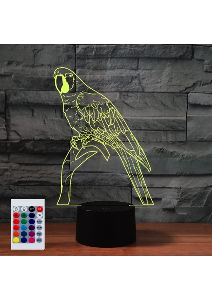 Çocuklar Için Gece Lambası 3D Papağan LED Lamba Uzaktan Kumandalı 16 Renk Değiştirme Noel Doğum Günü Hediyesi Çocuk Için (Yurt Dışından)