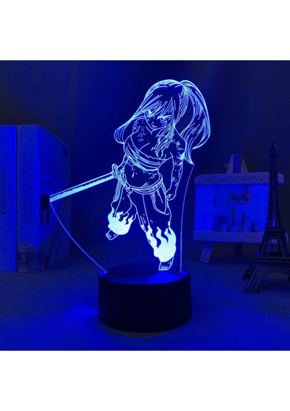 Fairy Tail Anime 3D Gece Lambası Boy Için 16 Renkler Kız Odası Dekor Illusion LED Lamba USB Manga Erza Natsu Dragneel Şekil Uygun Çocuklar Hayranlar Yılbaşı Hediyeleri (Yurt Dışından)