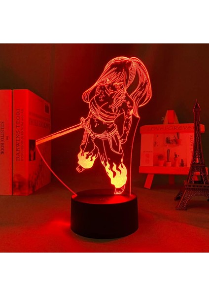 Fairy Tail Anime 3D Gece Lambası Boy Için 16 Renkler Kız Odası Dekor Illusion LED Lamba USB Manga Erza Natsu Dragneel Şekil Uygun Çocuklar Hayranlar Yılbaşı Hediyeleri (Yurt Dışından)