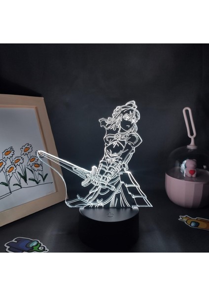 Kader Kalmak Anime 3D Erkek Için Gece Lambası 16 Renk Kız Odası Dekor Illusion LED Lamba USB Manga Tohsaka Şekil Uygun Çocuklar Hayranlar Noel Hediyeleri (Siyah Lamba) (Yurt Dışından)