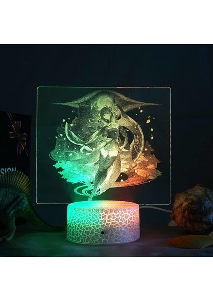 Genshin Darbe Raiden Shogun Anime Figürü 3D Yatak Odası Için LED Lamba Manga Eylem Gece Işıkları Odası Dekor Çocuk Hediye (Yurt Dışından) modelleri