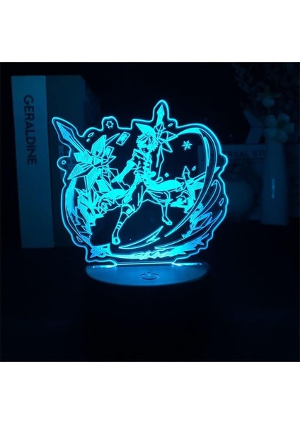 Genshin Etki Oyunu 3D Erkek Için Gece Lambası 16 Renk Kız Odası Dekoru Illusion LED Lamba USB Oyunu Raiden Shogun Şekil Uygun Çocuk Hayranları Noel Hediyeleri (Düz Siyah) (Yurt Dışından)