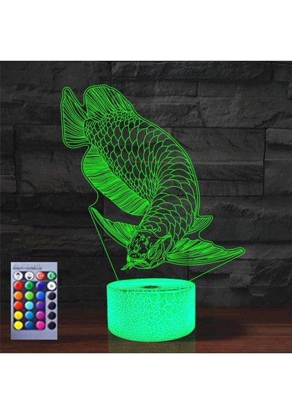3D Balıkçılık Balık Gece Lambası Illusion Gece Lambası 16 Renk Değiştirme Masa Masa Dekorasyon Lambaları Hediye Akrilik Düz Abs Taban USB Kablosu Oyuncak (Yurt Dışından)