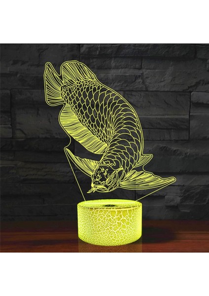 3D Balıkçılık Balık Gece Lambası Illusion Gece Lambası 16 Renk Değiştirme Masa Masa Dekorasyon Lambaları Hediye Akrilik Düz Abs Taban USB Kablosu Oyuncak (Yurt Dışından)