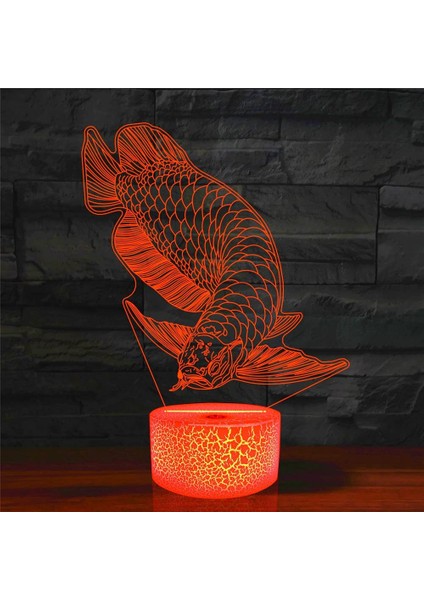 3D Balıkçılık Balık Gece Lambası Illusion Gece Lambası 16 Renk Değiştirme Masa Masa Dekorasyon Lambaları Hediye Akrilik Düz Abs Taban USB Kablosu Oyuncak (Yurt Dışından)