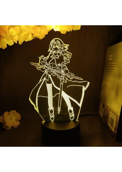 Kader Kalmak Anime 3D Erkek Için Gece Lambası 16 Renk Kız Odası Dekor Illusion LED Lamba USB Manga Tohsaka Şekil Uygun Çocuklar Hayranlar Noel Hediyeleri (Siyah Lamba) (Yurt Dışından)