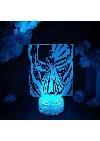 Bleaoh Anime 3D Erkek Için Gece Lambası 16 Renk Kız Odası Dekor Illusion LED Lamba USB Manga Grimmjow Jaegerjaquez Şekil Uygun Çocuklar Hayranlar Noel Hediyeleri (Lav Lambası) (Yurt Dışından)