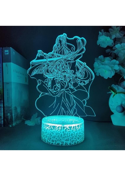 Mo Dao Zu Shi Anime 3D Erkek Için Gece Lambası 16 Renk Kız Odası Dekor Illusion LED Lamba USB Manga Lan Zhan Şekil Uygun Çocuklar Hayranlar Yılbaşı Hediyeleri (Lav Lambası) (Yurt Dışından)