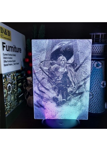 Fuiimetal Alchemist Anime 3D Erkek Için Gece Lambası 16 Renk Kız Odası Dekor Illusion LED Lamba USB Manga Edward Elric Şekil Uygun Çocuklar Hayranlar Noel Hediyeleri (Çift Renk) (Yurt Dışından)