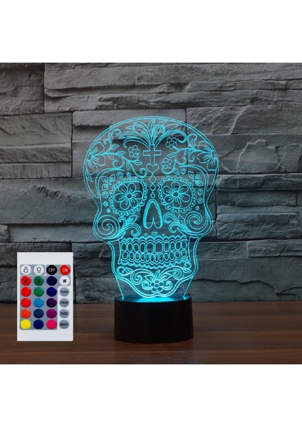 Çocuklar Için Gece Lambası 3D Kafatası Uzaktan Kumandalı LED Lamba 16 Renk Değiştirme Noel Doğum Günü Hediyesi Çocuk Için (Yurt Dışından)