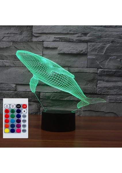 Çocuklar Için Gece Lambası 3D Balina LED Lamba Uzaktan Kumandalı 16 Renk Değiştirme Noel Doğum Günü Hediyesi Çocuk Için (Yurt Dışından)