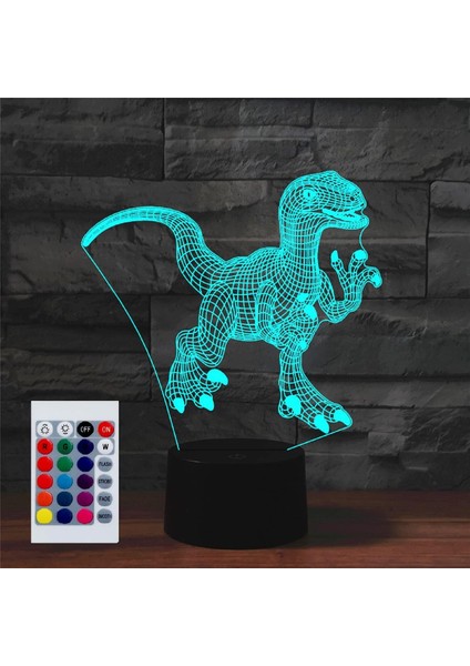 Çocuklar Için Gece Lambası 3D Dinozor LED Lamba Uzaktan Kumanda ile 16 Renk Değiştirme Noel Doğum Günü Hediyesi Çocuk Için (Yurt Dışından)