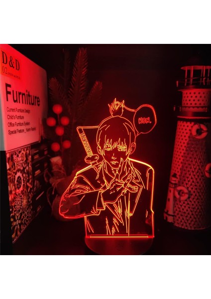 Hayranları Için Anime Chainsaw Man 3D Nightlight 16 Renk Dekor Illusion Uzaktan Kumandalı LED Lamba, Manga Akı Hayakawa Şekil Noel Hediyesi Oyuncaklar Çocuklar/erkekler (Crack Remote) (Yurt Dışından)