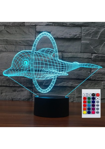 Çocuklar Için Gece Lambası 3D Yunus LED Lamba Uzaktan Kumandalı 16 Renk Değiştirme Noel Doğum Günü Hediyesi Çocuk Için (Yurt Dışından)