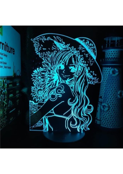 Tek Parça Anime 3D Erkek Için Gece Lambası 16 Renk Kız Odası Dekoru Illusion LED Lamba USB Manga Luffy Şekil Uygun Çocuk Hayranları Noel Hediyeleri (Tek Parça 2) (Yurt Dışından)