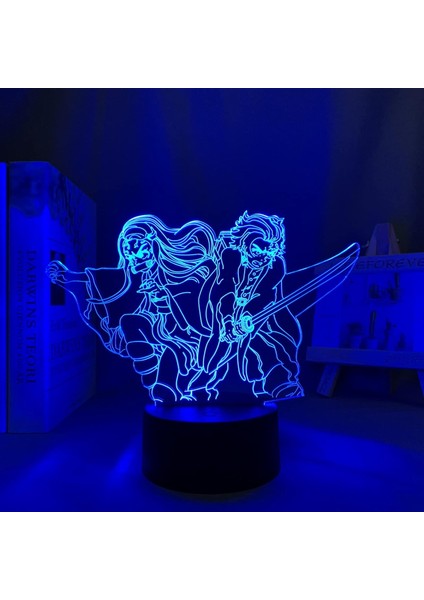 Anime LED Işık Kimetsu Hiçbir Yaiba Tanjiro Nezuko Yatak Odası Dekorasyonu Için Gece Lambası Hediye Manga 3D Lamba Demon Slayer Odası Dekor (Yurt Dışından)