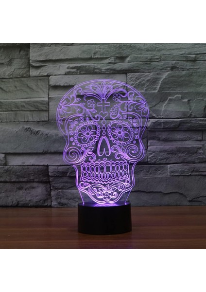 Çocuklar Için Gece Lambası 3D Kafatası Uzaktan Kumandalı LED Lamba 16 Renk Değiştirme Noel Doğum Günü Hediyesi Çocuk Için (Yurt Dışından)