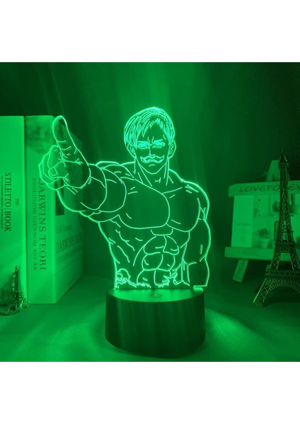 Yedi Ölümcül Günah Escanor LED Gece Lambası Için Yatak Odası Dekoru Hediye Nightlight Anime 3D Lamba Yedi Ölümcül Günah Escanor (Yurt Dışından)