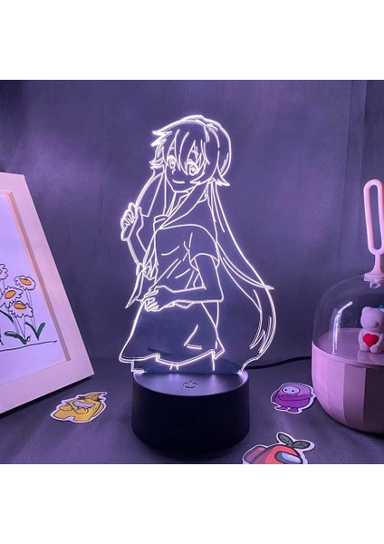 Erkek Için Gelecek Günlüğü Anime 3D Gece Lambası 16 Renk Kız Odası Dekor Illusion LED Lamba USB Manga Yuno Gasai Şekil Uygun Çocuklar Hayranlar Noel Hediyeleri (Siyah Lamba) (Yurt Dışından)