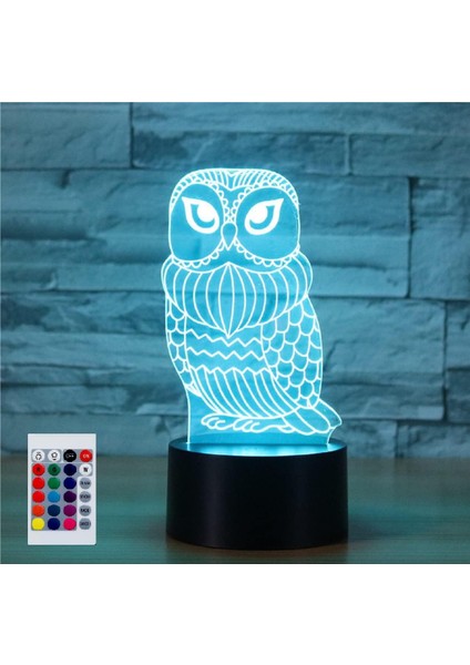 Çocuklar Için Gece Lambası 3D Baykuş LED Lamba Uzaktan Kumandalı 16 Renk Değiştirme Çocuk Için Noel Doğum Günü Hediyesi (Yurt Dışından)