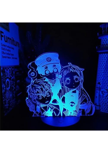 Boy Için Tuvalet Bağlı Anime 3D Gece Lambası 16 Renkler Kız Odası Dekor Illusion LED Lamba USB Manga Hanako Kun Şekil Uygun Çocuklar Hayranlar Noel Hediyeleri (Yurt Dışından)