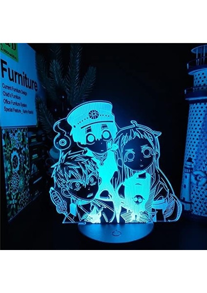 Boy Için Tuvalet Bağlı Anime 3D Gece Lambası 16 Renkler Kız Odası Dekor Illusion LED Lamba USB Manga Hanako Kun Şekil Uygun Çocuklar Hayranlar Noel Hediyeleri (Yurt Dışından)