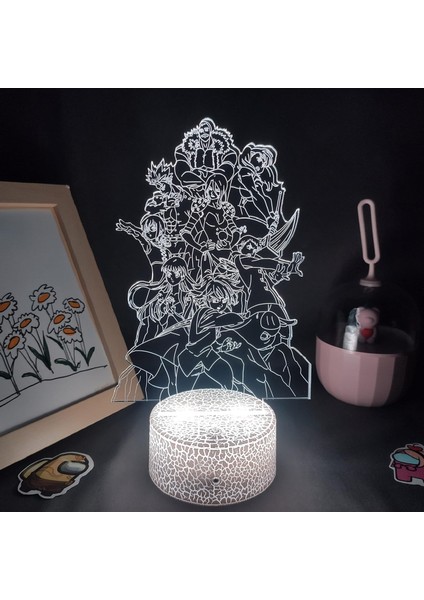 Yedi Ölümcül Günah Anime 3D Erkek Için Gece Lambası 16 Renk Kız Odası Dekoru Illusion LED Lamba USB Manga Jericho Şekil Uygun Çocuklar Hayranlar Yılbaşı Hediyeleri (Lav Lambası) (Yurt Dışından)