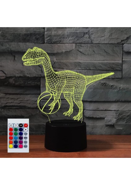 Çocuklar Için Gece Lambası 3D Dinozor LED Lamba Uzaktan Kumanda ile 16 Renk Değiştirme Noel Doğum Günü Hediyesi Çocuk Için (Yurt Dışından)