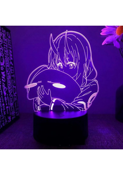 O Zaman Bir Balçık Olarak Reenkarne Oldum Rimuru Tempest Anime Figürü 3D Yatak Odası Için LED Lamba Manga Gece Işıkları Çocuk Hediyesi 3D Illusion Gece Lambası (Yurt Dışından)
