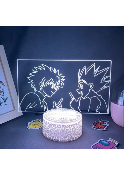 Hunten x Hunten Anime 3D Erkek Için Gece Lambası 16 Renk Kız Odası Dekoru Illusion LED Lamba USB Manga Kontrol Figürü Uygun Çocuk Hayranları Noel Hediyeleri (Lav Lambası) (Yurt Dışından)
