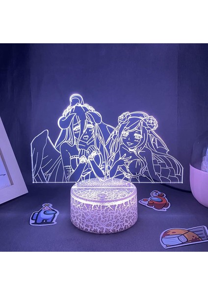 Fanlar Için Anime Overlorded 3D Nightlight 16 Renk Dekor Illusion Uzaktan Kumandalı LED Lamba, Manga Shalltear Şekil Noel Hediyesi Oyuncaklar Çocuklar/erkekler (Lav Lambası) (Yurt Dışından)