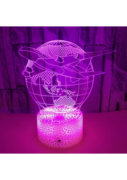 3D Düzlem Gece Işığı Dekoru Masa Danışma Optik Illüzyon Lambaları 7 Renk Değiştiren Işıklar LED Masa Lambası Noel Ev Aşk Doğum Günü Çocuk Çocuk Dekoru Oyuncak Hediye (Yurt Dışından)