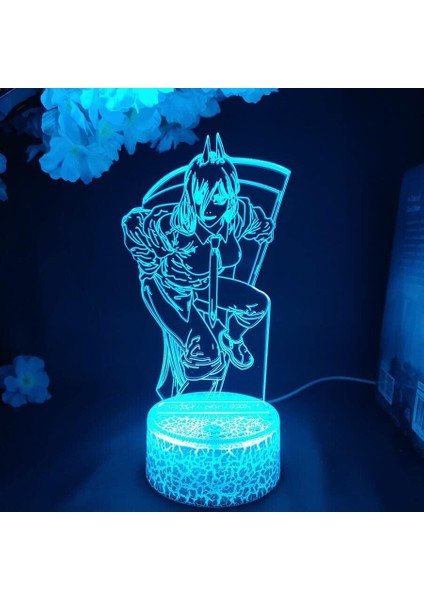 Testere Adam Anime 3D Erkek Için Gece Lambası 16 Renk Kız Odası Dekoru Illusion LED Lamba USB Manga Pochita Şekil Uygun Çocuklar Fanlar Yılbaşı Hediyeleri (Lav Lambası) (Yurt Dışından)