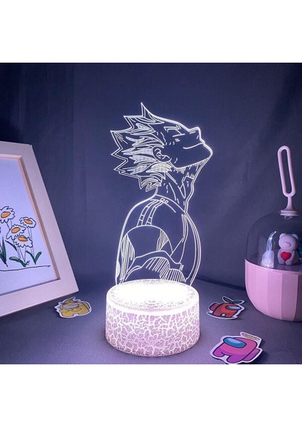 Haikynn Anime 3D Gece Lambası Boy Için 16 Renkler Kız Odası Dekor Illusion LED Lamba USB Manga Tobio Şekil Uygun Çocuklar Fanlar Noel Hediyeleri (Lav Lambası) (Yurt Dışından)