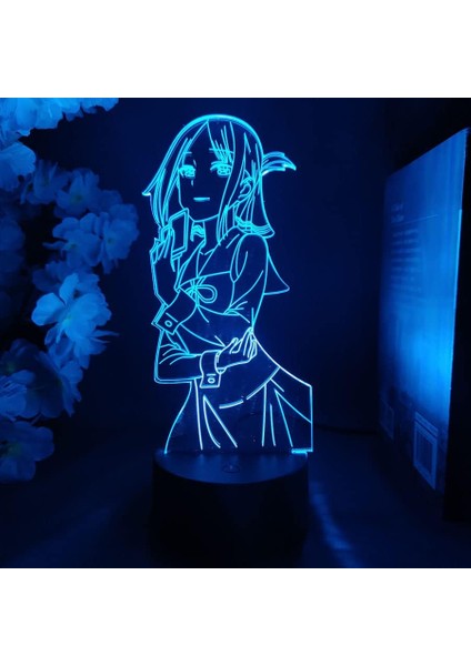 Aşk Savaş Anime 3D Erkek Için Gece Lambası 16 Renk Kız Odası Dekor Illusion LED Lamba USB Manga Kaguya Sama Şekil Uygun Çocuklar Hayranlar Noel Hediyeleri (Siyah Lamba) (Yurt Dışından)