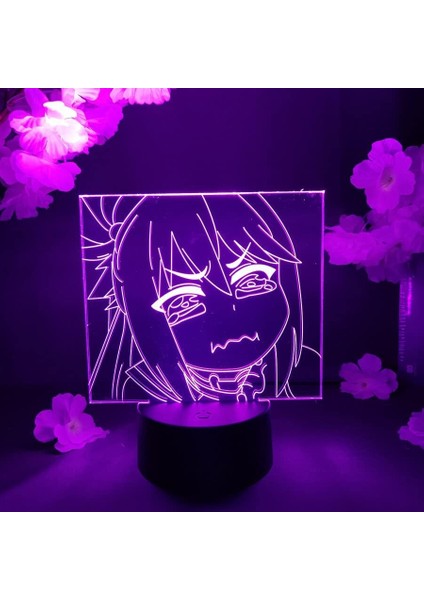 Konosuba Anime 3D Erkek Için Gece Lambası 16 Renkler Kız Odası Dekor Illusion LED Lamba USB Manga Megumin Şekil Uygun Çocuklar Hayranlar Noel Hediyeleri (Siyah Lamba) (Yurt Dışından)