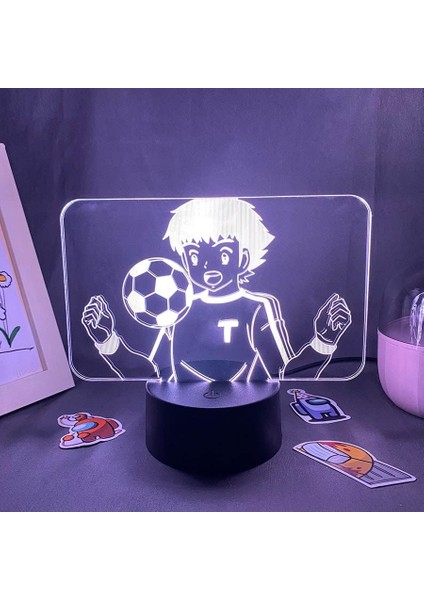 Kaptan Tsubasa Anime 3D Erkek Için Gece Lambası 16 Renk Kız Odası Dekoru Illusion LED Lamba USB Manga Tsubasa Figürü Uygun Çocuk Hayranları Yılbaşı Hediyeleri (Siyah Lamba) (Yurt Dışından)