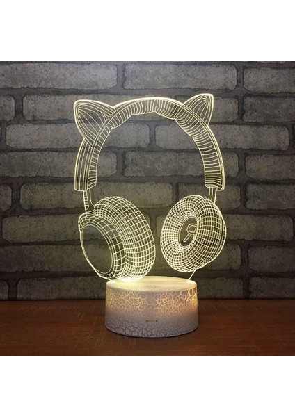 Noel Lambaları 3D Illusion Optik Gece Lambası Müzik Kulaklıklar, LED Masa Lambası Aydınlatmalı Gece Lambası 16 Renk Dokunsal Kontrol Lambası Başucu Dekorasyonu (Yurt Dışından)