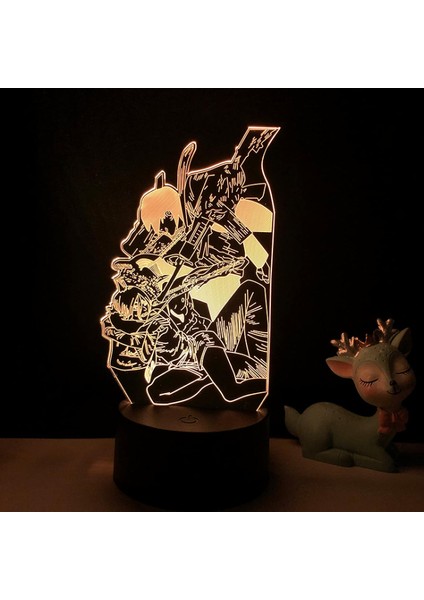 Anime LED Işık Testere Adam Yatak Odası Dekorasyon Gece Lambası Doğum Günü Hediyesi Odası Dekor Masa 3D Lamba Testere Adam (Yurt Dışından)