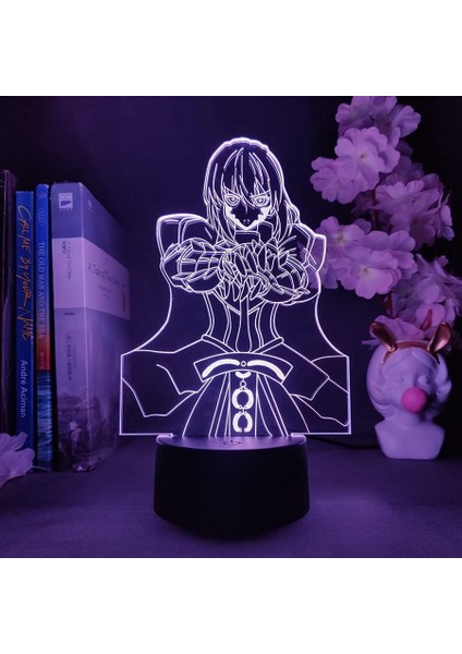 Kader Kalmak Anime 3D Erkek Için Gece Lambası 16 Renk Kız Odası Dekor Illusion LED Lamba USB Manga Tohsaka Şekil Uygun Çocuklar Hayranlar Noel Hediyeleri (Siyah Lamba) (Yurt Dışından)