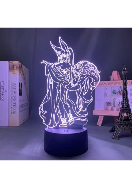 Granblue Fantasy Yuel Anime 3D Erkek Için Gece Lambası 16 Renk Kız Odası Dekoru Illusion LED Lamba USB Manga Granblue Fantasy Yuel Şekil Uygun Çocuk Hayranları Yılbaşı Hediyeleri (Yurt Dışından)