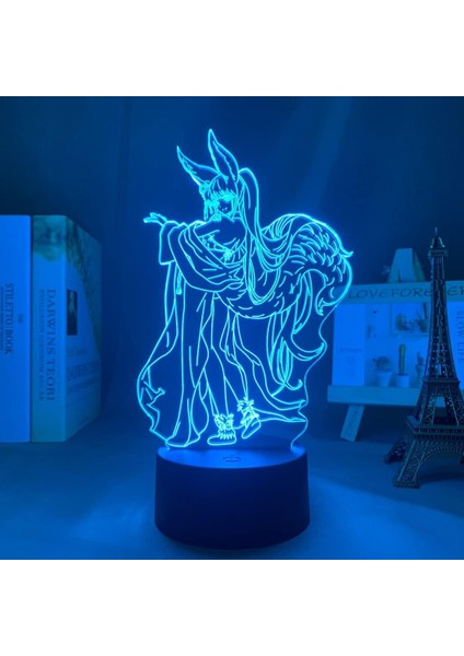 Granblue Fantasy Yuel Anime 3D Erkek Için Gece Lambası 16 Renk Kız Odası Dekoru Illusion LED Lamba USB Manga Granblue Fantasy Yuel Şekil Uygun Çocuk Hayranları Yılbaşı Hediyeleri (Yurt Dışından)