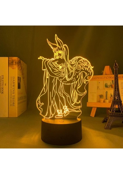 Granblue Fantasy Yuel Anime 3D Erkek Için Gece Lambası 16 Renk Kız Odası Dekoru Illusion LED Lamba USB Manga Granblue Fantasy Yuel Şekil Uygun Çocuk Hayranları Yılbaşı Hediyeleri (Yurt Dışından)