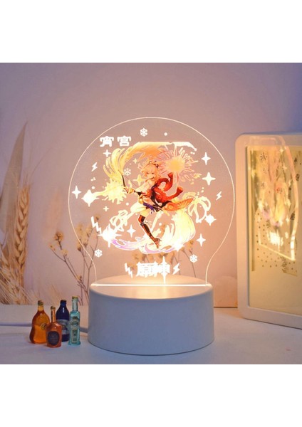 Genshin Darbe Yoimiya 3D Illusion LED Gece Lambası, 16 Renk Masa Lambası Ev Dekorasyon Için Anime Hayranları Çocuklar Için Doğum Günü Noel (Yurt Dışından)