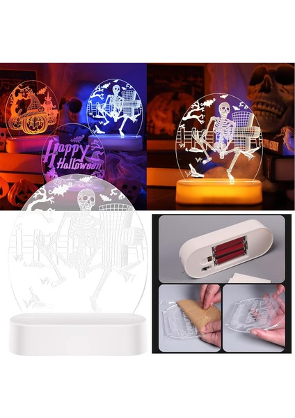 Gece Lambaları Cadılar Bayramı LED Dizi Işıkları Cadılar Bayramı Dekoratif Işıklar 3D Süslemeler Gece Işıkları Kabak Işıkları Pil Işıkları Tatil Projektör Işıkları (C, B) (Yurt Dışından) fiyatları