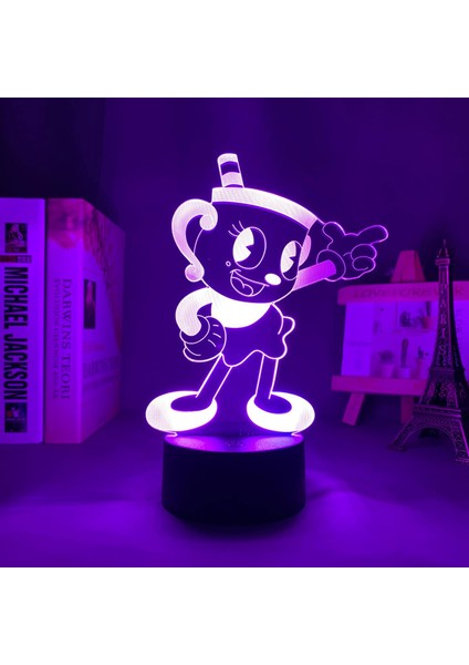 Oyun LED Gece Lambası Bayan Kadeh Cuphead Çocuklar Için Yatak Odası Dekorasyon Gece Lambası Doğum Günü Hediyesi Odası Dekor 3D Lamba (Yurt Dışından) modelleri