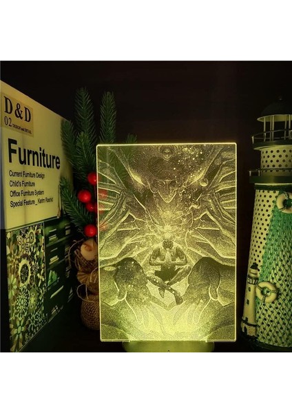 Hunten x Hunten Anime 3D Erkek Için Gece Lambası 16 Renk Kız Odası Dekoru Illusion LED Lamba USB Manga Kontrol Figürü Uygun Çocuk Hayranları Yılbaşı Hediyeleri (Siyah) (Yurt Dışından)