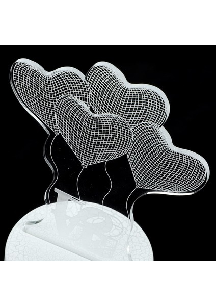 3D Illusion Lamba Aşk Kalp Balon Gece Lambası Çocuklar Için Renkler Değişen Dokunmatik Sensör Optik Illusion Gece Lambası Yatak Odası Dekor (Yurt Dışından)