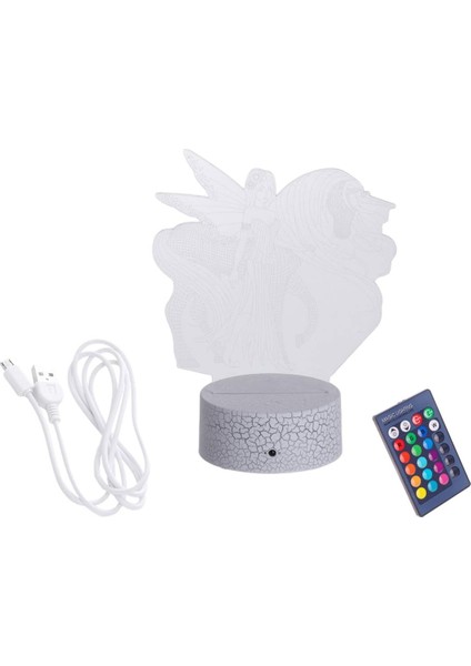 3D Unicorn Işık Akrilik Gece Lambası LED 7 Renk Değişimi Illusion Dokunmatik Uzaktan Masa Lambası USB Işık Pil Olmadan Yatak Odası Çocuklar Için (Yurt Dışından)